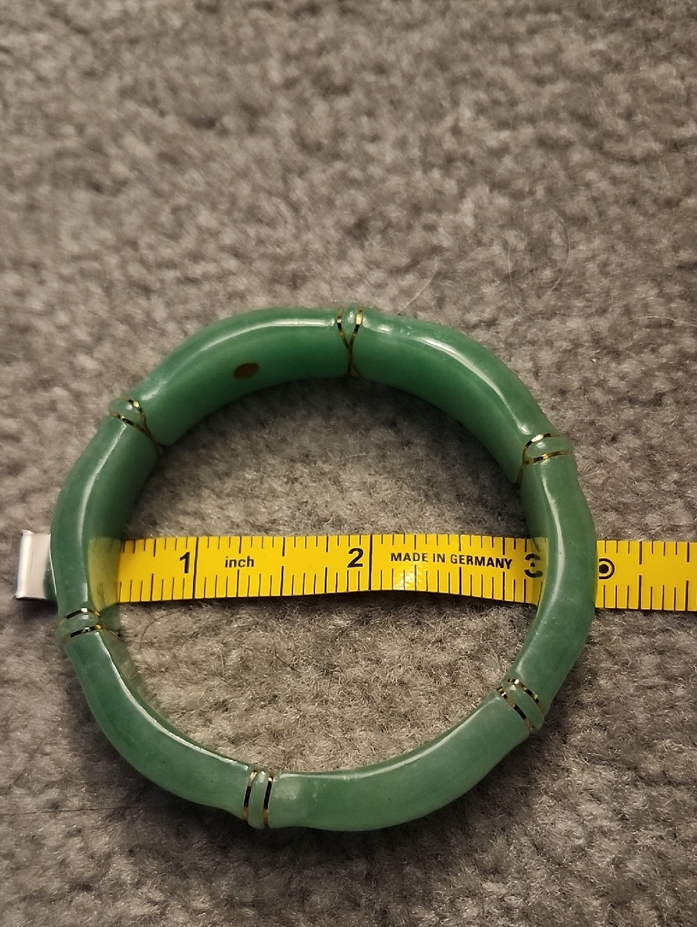 Jade Bangle Bracelet With 14k Bamboo Detail - Picture 4 of 4